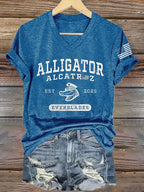 Women's Alligator Alcatraz Funny Florida Everglades Dark Humor Print T-Shirt