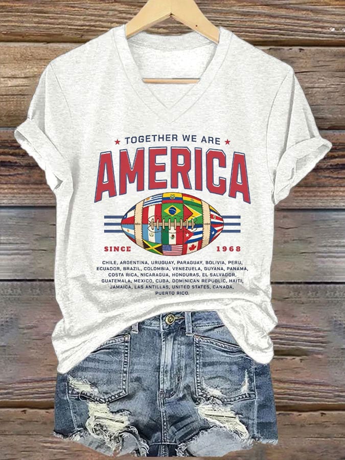 🔥🔥2nd 50% Off 🔥🔥Women's Casual TOGETHER WE ARE AMERICA Printed Short-Sleeve T-Shirt