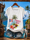 Women's Puerto Rico Pride Art Printed T-shirt