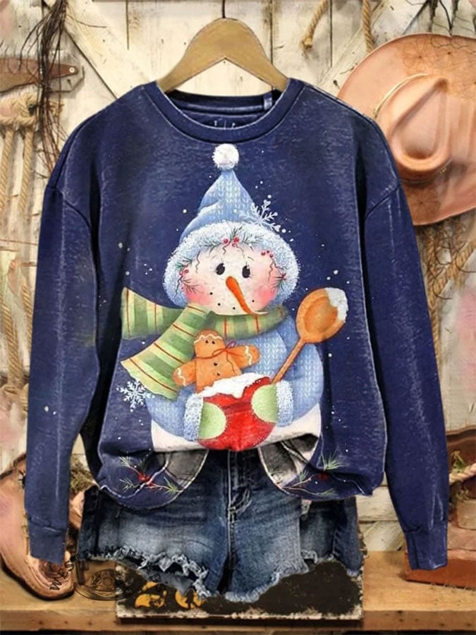 Women's Christmas Print Crew Neck Sweatshirt