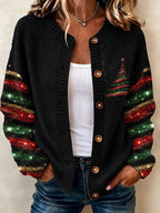 Women's Casual Printed Knit Cardigan