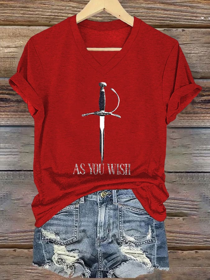 Women's As You Wish Print V Neck T-shirt
