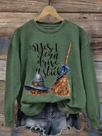 Women's Yes I Can Drive A Stick Printed Casual Crew Neck Sweatshirt