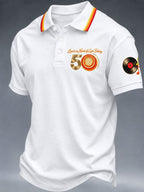 Men's Short-Sleeve Polo Shirt with Music Tour Print