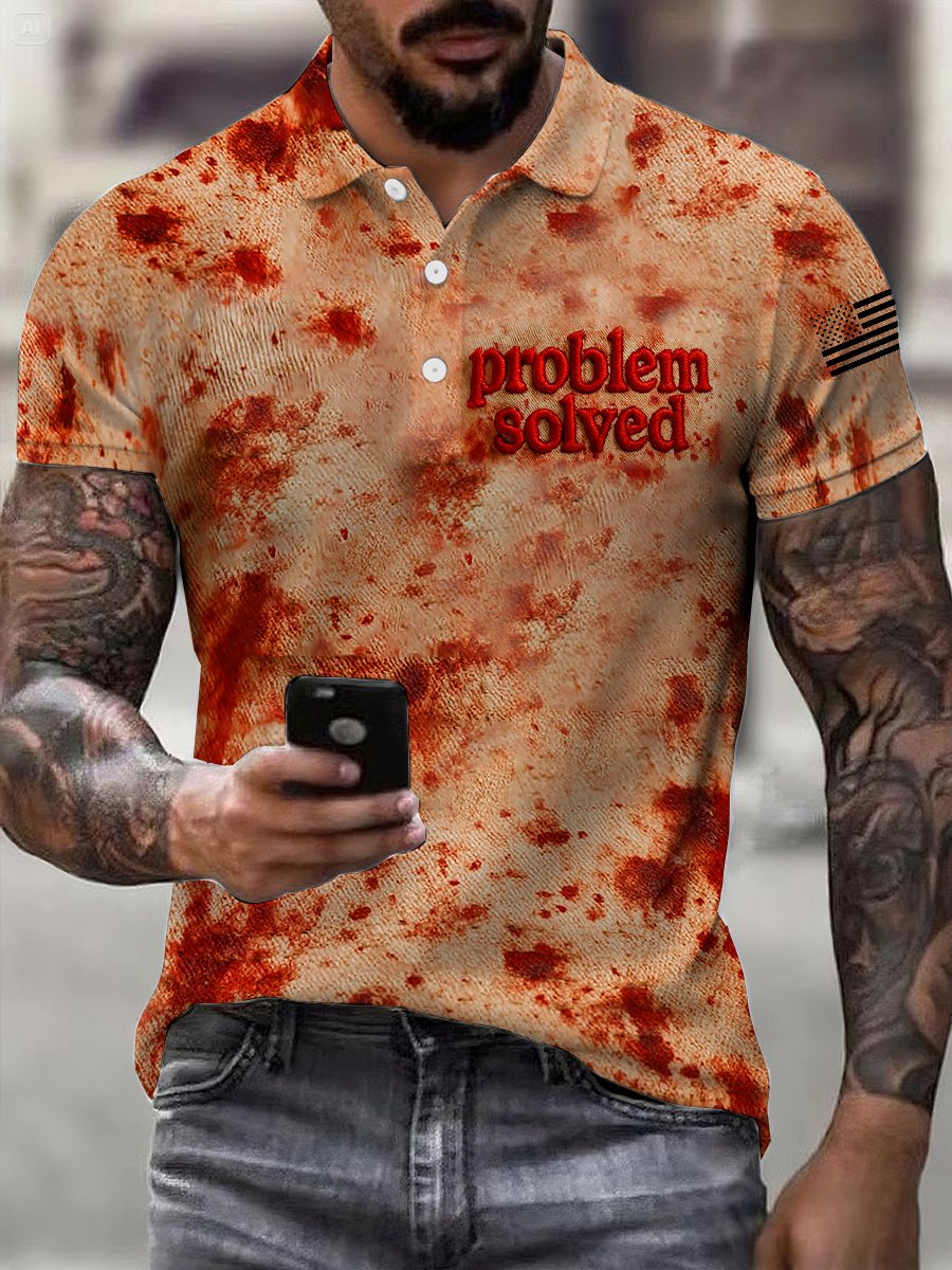 Men's Casual Retro Blood Stain Polo
