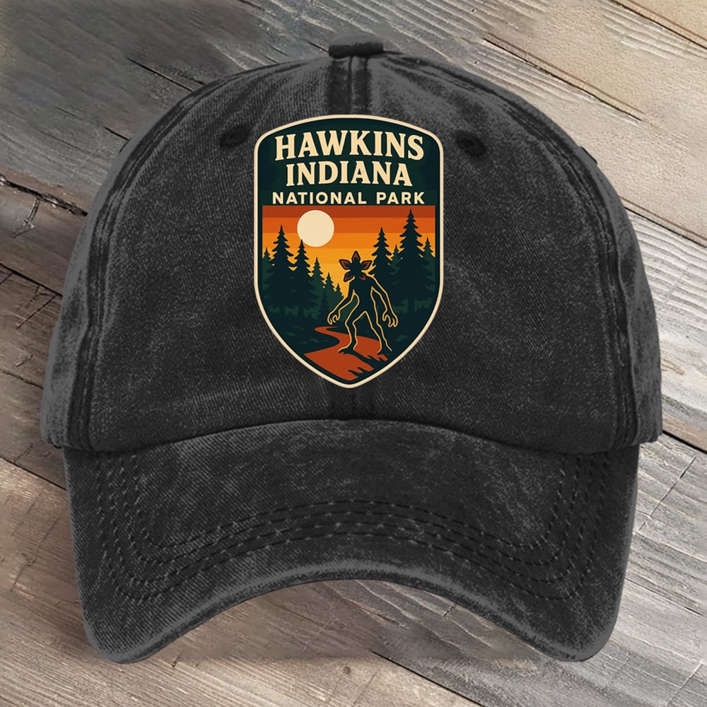 Hawkins Indiana National Park Upside Down Art Printed Cap