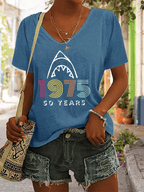 Women's Shark 50th Anniversary Printed Short-Sleeved T-Shirt