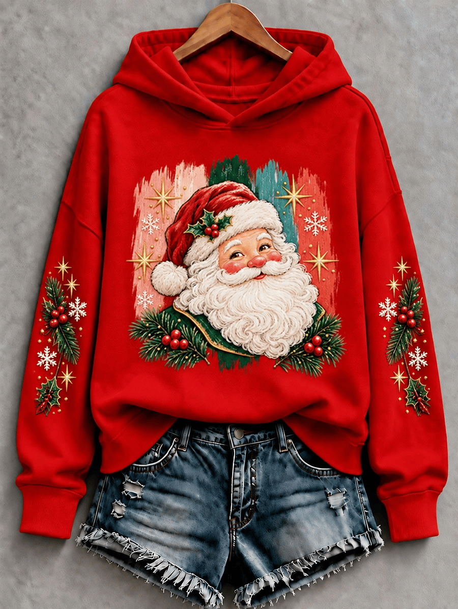 Women's Funny Christmas Santa Claus Print Casual Regular Sweatshirt