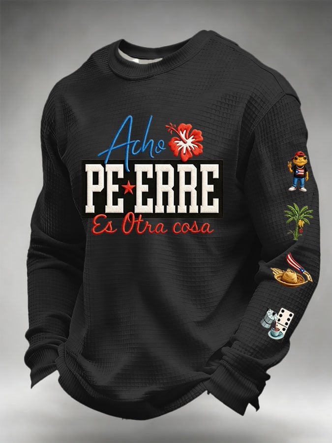 Men's Puerto Rico Print Waffle-Knit Long-Sleeve T-Shirt