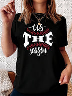 Women's Fashion Love Baseball Print Crew Neck T-Shirt