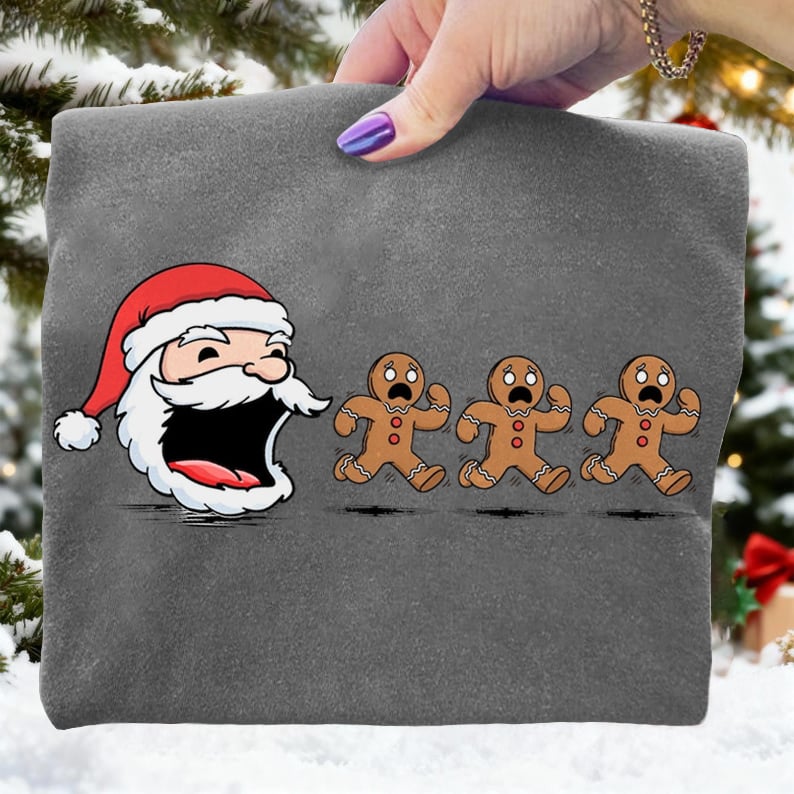 Funny Santas Cookie Christmas Art Print Sweatshirt