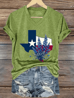 Women's Texas Strong Print V-Neck T-Shirt