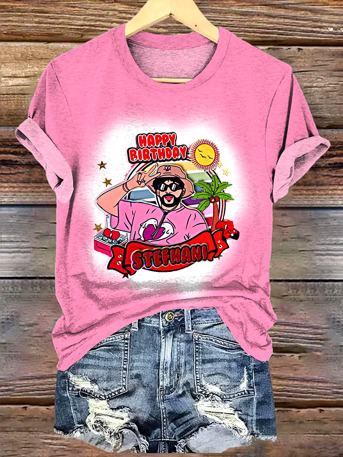 Puerto Rican Floral Print Crew Neck T-shirt
