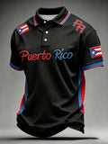 Men's Puerto Rican Print Short-Sleeve Top