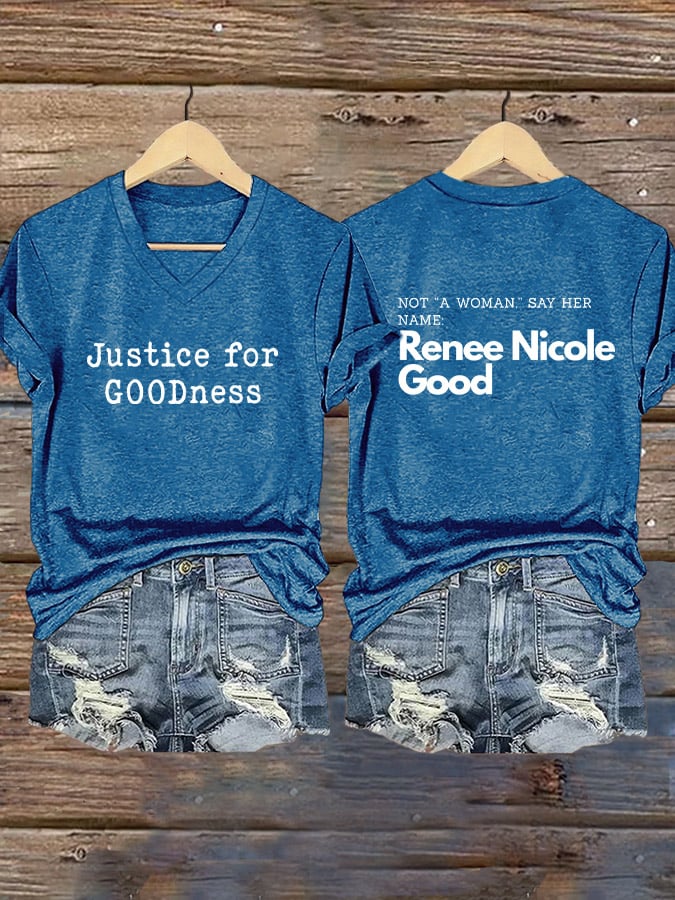 Women's Say Her Name Print V Neck T-shirt