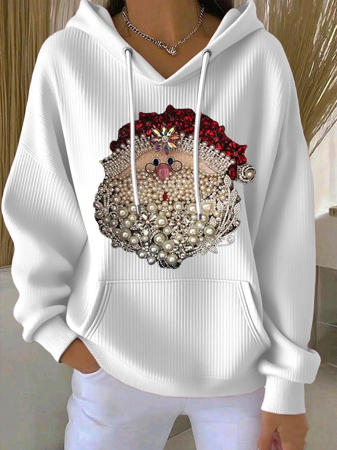 Women's Retro Christmas Print Casual Hoodie
