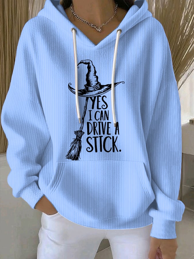 Women's Yes I Can Drive A Stick Print Casual Sweatshirt