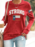 Retro Texas Strong Print Sweatshirt