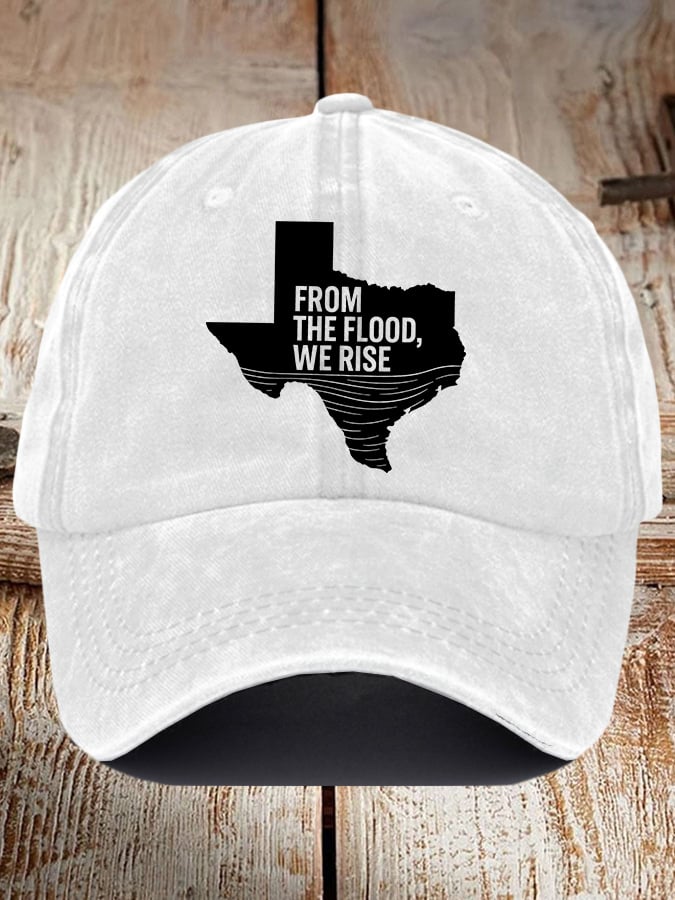 Retro Texas Strong From The Flood, We Rise Print Baseball Cap