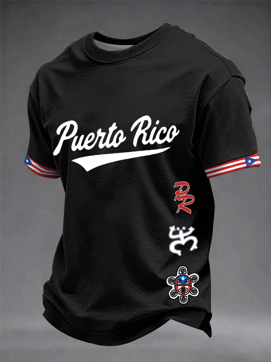 Men's Puerto Rico Print Casual T-shirt