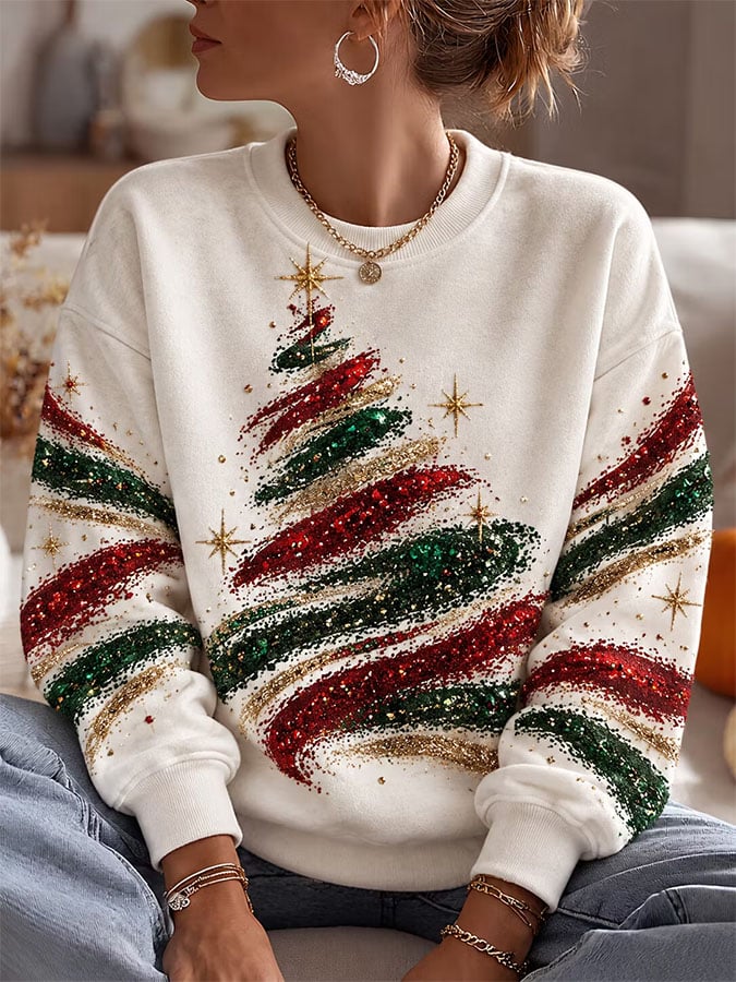 Women's Casual Printed Long-Sleeve Sweatshirt