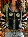Women's Black Cat Halloween Knit Cardigan
