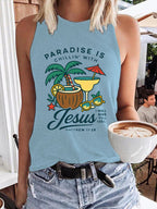 Women's Chillin' With Jesus Printed Crew Neck Vest