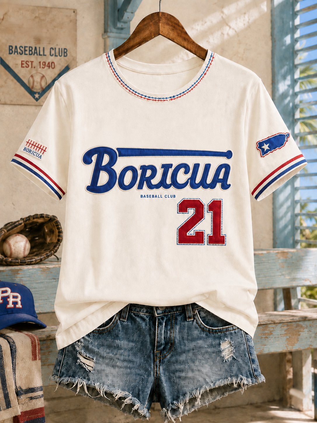 Women's Baseball Print T-shirt