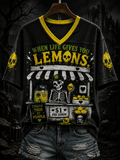 Women's Bizarre Lemon Skull Aesthetic Print Top