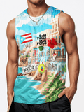 Puerto Rican Printed Sports Crew Neck Vest