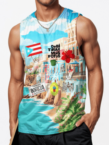 Puerto Rican Printed Sports Crew Neck Vest