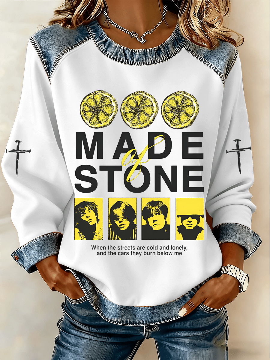 Women's Music Print Fleece Sweatshirt