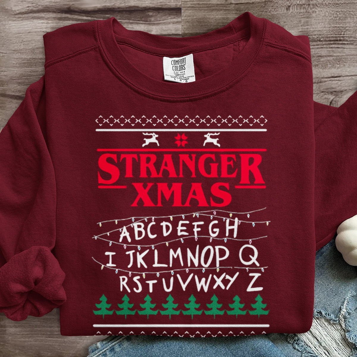 Christmas Things Upside Down Hawkins Indiana National Park Upside Down 80s Horror Art Print Sweatshirt