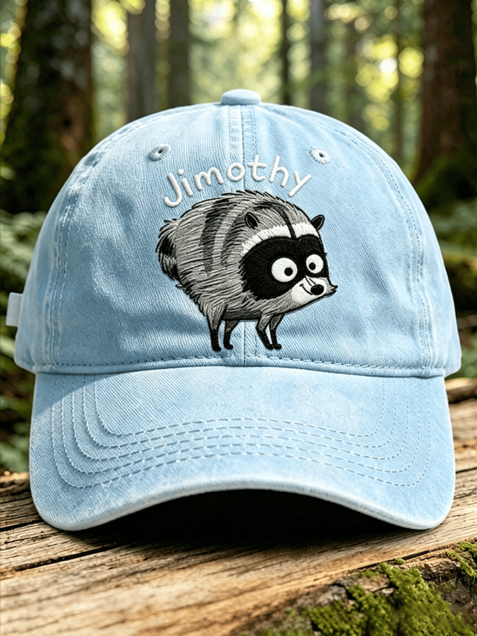 Retro Jimothy Raccoon Print Baseball Cap