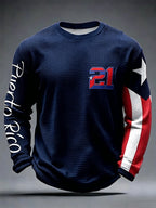 Men's Puerto Rico Baseball Print Long-Sleeve T-Shirt