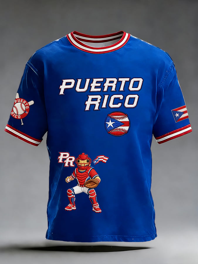 Men's Puerto Rico Baseball Fan Casual T-Shirt
