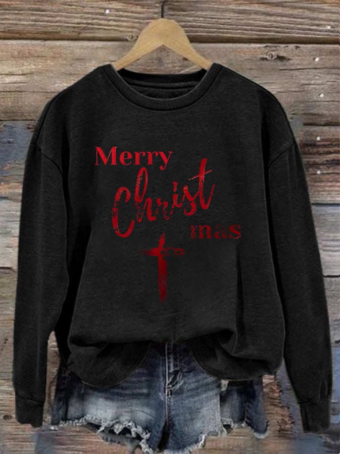 Women'S Casual Merry Christmas (Commemorating The Birth Of Jesus Christ) Printed Sweatshirt