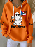 Women's "Halloween in Puerto Rico" Print Knit Hoodie