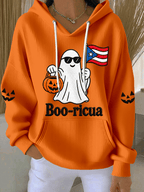 Women's "Halloween in Puerto Rico" Print Knit Hoodie