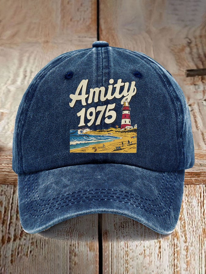Retro Amity Island 1975 Print Baseball Cap
