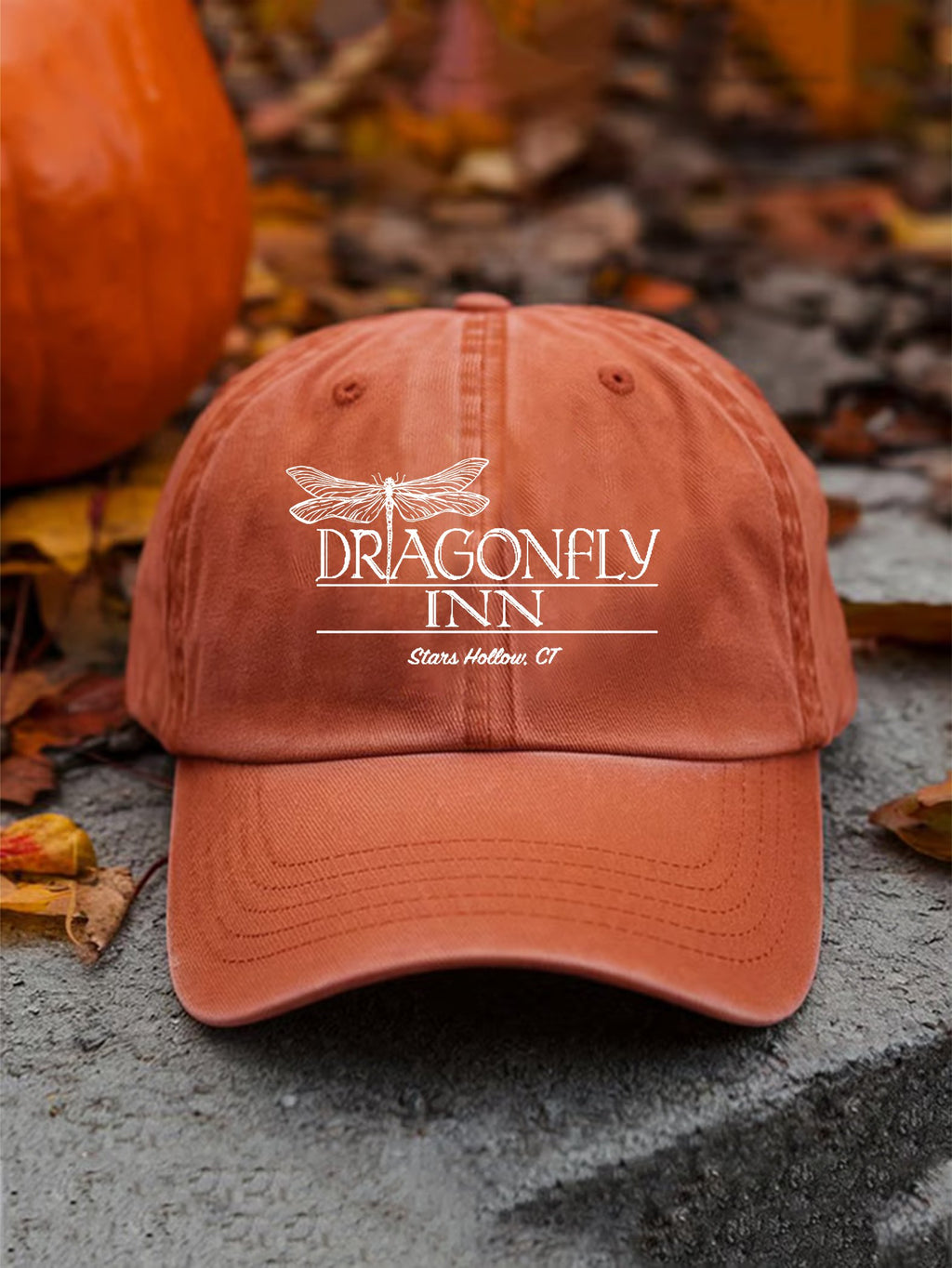 Retro Fall Dragonfly Inn Stars Hollow, Ct Print Baseball Cap