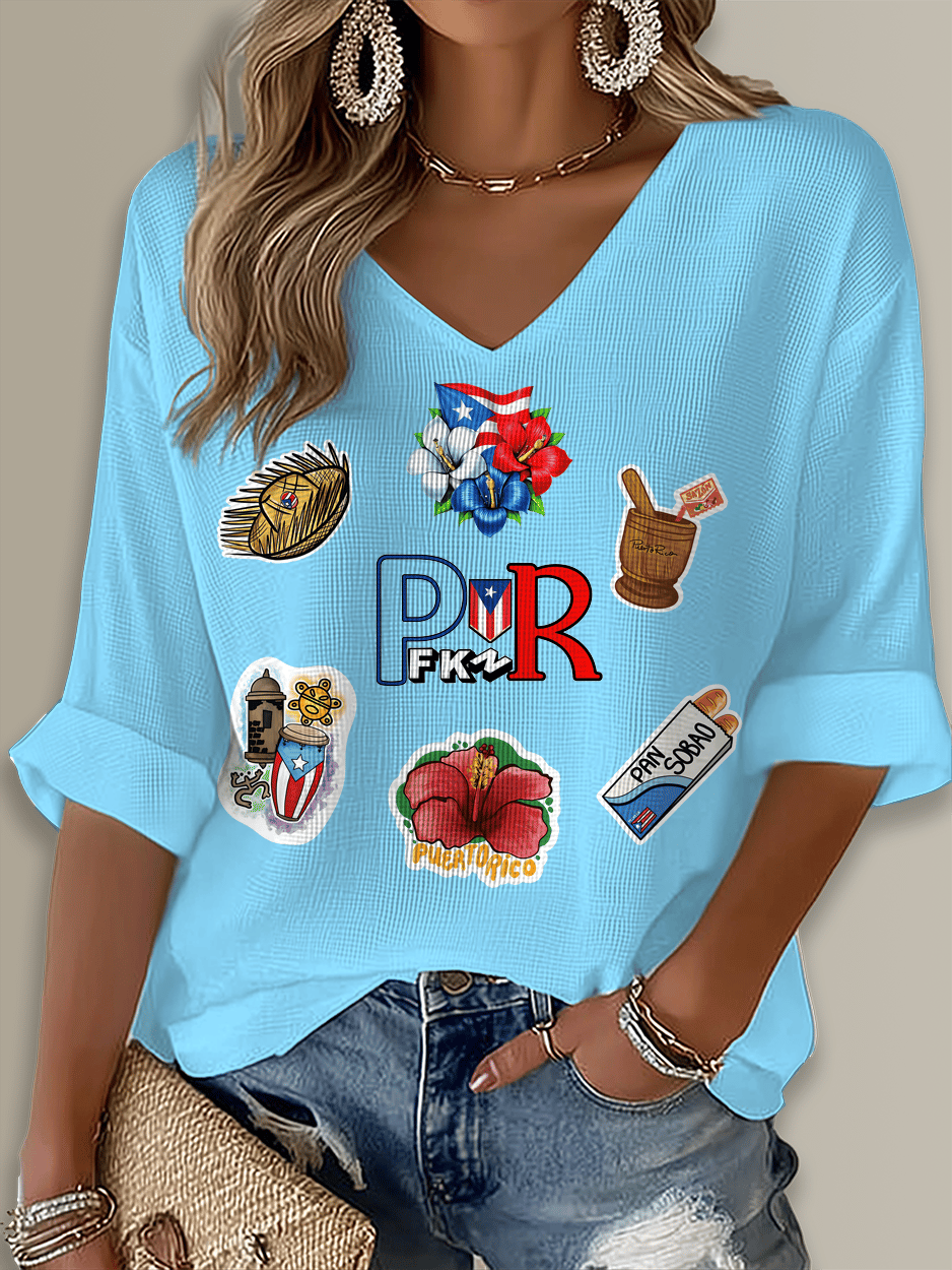 Puerto Rico Singer Boricua Printed Long Sleeve Top