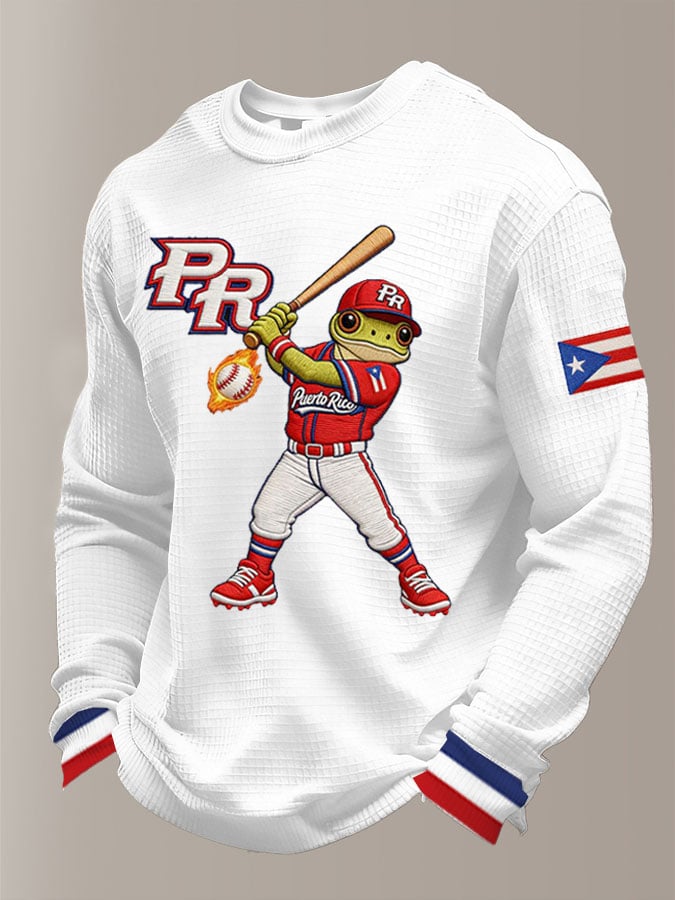 Men's Baseball Printed Waffle Top