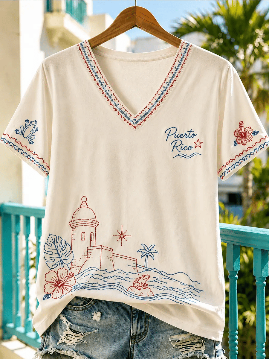 Women's Puerto Rico Pride Art Printed T-shirt