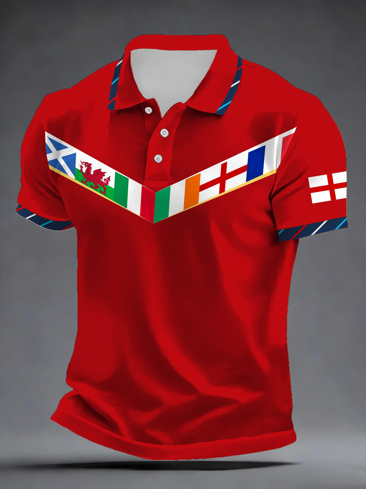 Men's Football Print Polo Shirt