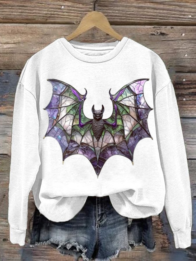 Women'S Halloween Bat Print Casual Sweatshirt