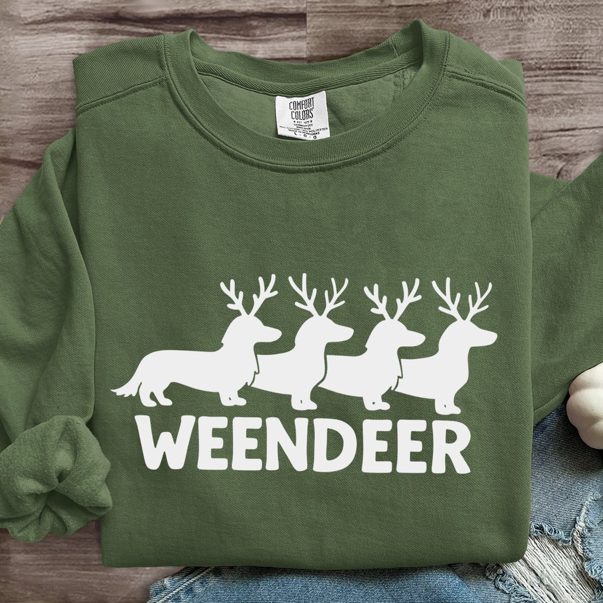 Dog Christmas Weendeer Art Print Sweatshirt