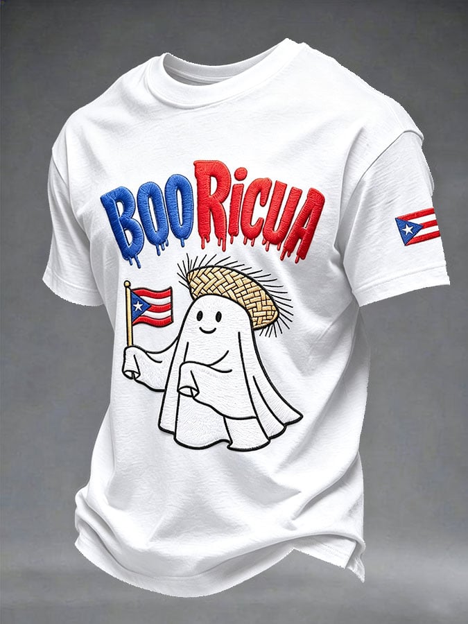 Men's Puerto Rico Halloween Print Short-Sleeve T-Shirt
