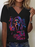 Halloween What's Your Favorite Scary Movie Printed V-neck T-shirts