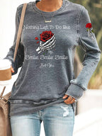 Women's Nothing Left To Do But Smile Smile Smile Print Casual Sweatshirt